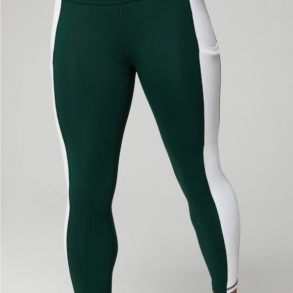 Fabletics Pants - Fabletics On-The-Go PowerHold® High-Waisted Capri Leggings Deep Sea Green